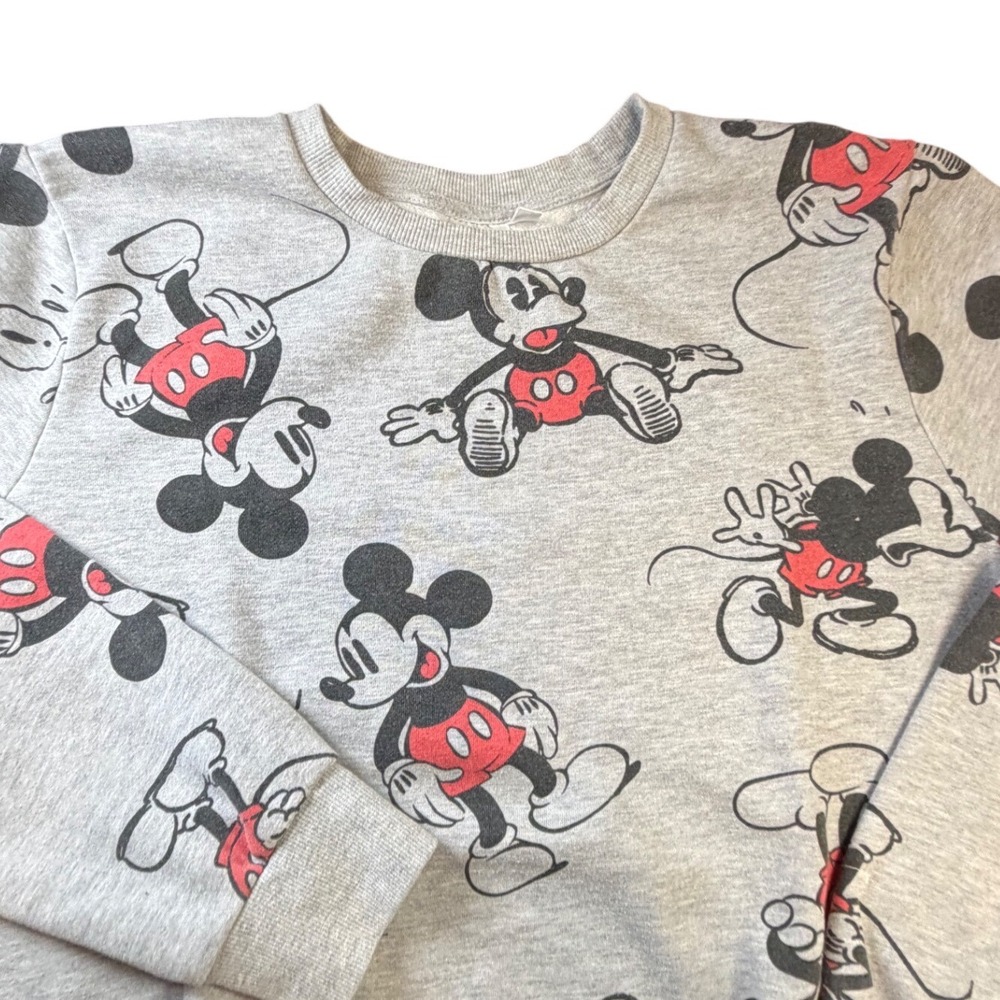Disney 100 Mickey Mouse All Over Print Crewneck Sweatshirt Gray Womens‎ XL K2
